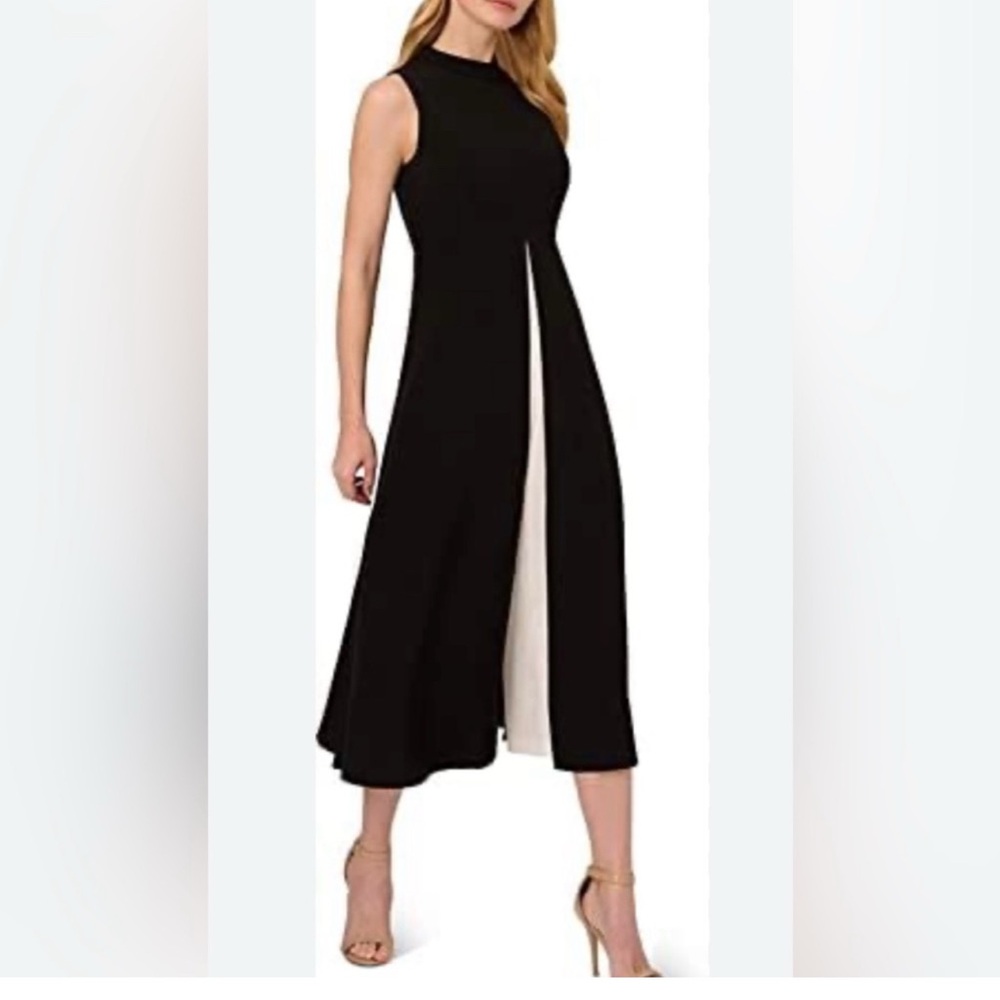 NWT Adrianna Papell Women’s Colorblocked Crop Jumpsuit, White/Black, size 10